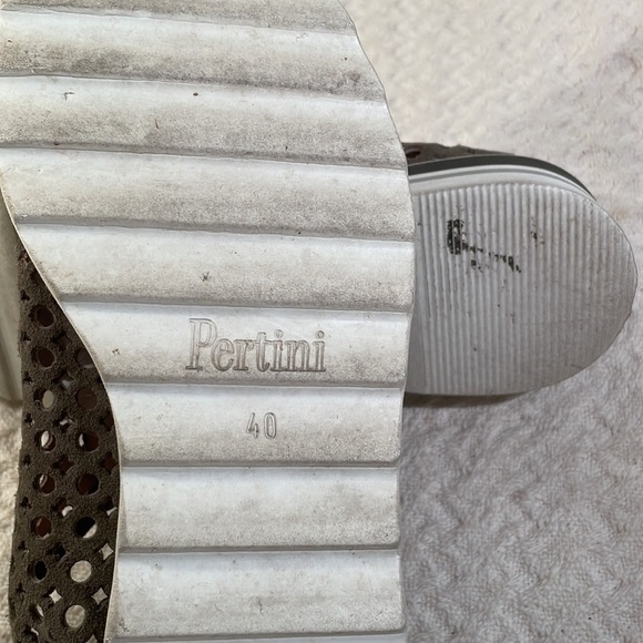 Pertini Open Design Suede w Canvas Cap Toe Striped Black Gray Non Skid Platform - Picture 5 of 9